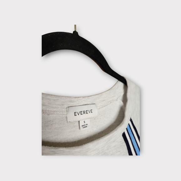 Evereve Womens Liv Puff Sleeve Sweatshirt Gray Blue Stripe Detail Sm Soft Lounge - Picture 4 of 9